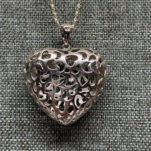 .925 Sterling Puffed Heart "Heart" Pendant on 17" Sterling .925 Chain. (603)